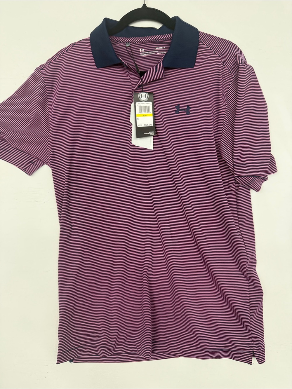 Under Armour Men’s Purple & Navy Striped Polo Shirt Medium
